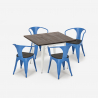 table 80x80 + 4 chaises style industriel cuisine et bar hustle wood white Prix