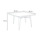 table 80x80 + 4 chaises style industriel cuisine et bar hustle wood white 