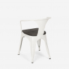 table 80x80 + 4 chaises style Lix industriel cuisine et bar hustle wood white 