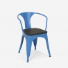 table 80x80 + 4 chaises style industriel cuisine et bar hustle wood white 