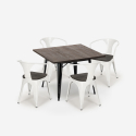 table 80x80 + 4 chaises style industriel bois métal cuisine hustle wood black Caractéristiques