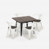 industriële set keukentafel 80x80cm 4 stoelen hout metaal hustle wood black Model