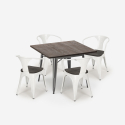 set keuken industrieel tafel 80x80cm 4 stoelen hout metaal hustle wood Afmetingen