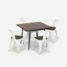 set keuken industrieel tafel 80x80cm 4 stoelen hout metaal hustle wood Afmetingen