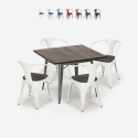 set keuken industrieel tafel 80x80cm 4 stoelen hout metaal hustle wood Aanbod