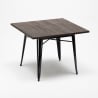 industriële set keukentafel 80x80cm 4 stoelen hout metaal hustle wood black 