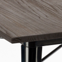 table 80x80 + 4 chaises style industriel bois métal cuisine hustle wood black 