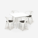 set keukentafel 80x80cm 4 stoelen stijl industrieel hout staal century wood white Karakteristieken
