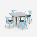 Industrieel set met tafel 80x80 cm en 4 stoelen van hout en metaal Century Wood Karakteristieken