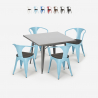 Industrieel set met tafel 80x80 cm en 4 stoelen van hout en metaal Century Wood Verkoop