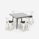 set keuken industrieel tafel 80x80cm 4 stoelen hout metaal century wood Afmetingen