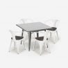 table 80x80 + 4 chaises style industriel bois métal cuisine bar century wood Prix