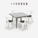 set keuken industrieel tafel 80x80cm 4 stoelen hout metaal century wood Aanbod