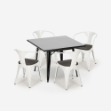 industriële set tafel 80x80cm 4 stoelen stijl hout staal keuken century wood black Afmetingen