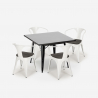 industriële set tafel 80x80cm 4 stoelen stijl Lix hout staal keuken century wood black Afmetingen