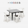 industriële set tafel 80x80cm 4 stoelen stijl hout staal keuken century wood black Aanbod