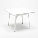 table blanche 80x80 + 4 chaises style industriel bois century wood white 
