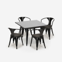 Industrieel set met tafel 80x80 cm en 4 stoelen van hout en metaal Century Wood Black Aankoop