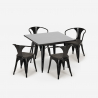 Industrieel set met tafel 80x80 cm en 4 stoelen van hout en metaal Century Wood Black Aankoop