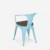 Industrieel set met tafel 80x80 cm en 4 stoelen van hout en metaal Century Wood 