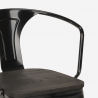 table noire 80x80 + 4 chaises style industriel cuisine restaurant bar century wood black 