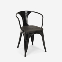 Industrieel set met tafel 80x80 cm en 4 stoelen van hout en metaal Century Wood Black 