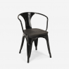Industrieel set met tafel 80x80 cm en 4 stoelen van hout en metaal Century Wood Black 