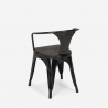 Industrieel set met tafel 80x80 cm en 4 stoelen van hout en metaal Century Wood Black 