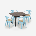 table 80x80 + 4 chaises style Lix en métal cuisine et bar hustle black top light Catalogue