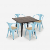 table 80x80 + 4 chaises style en métal cuisine et bar hustle black top light Catalogue
