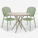 Outdoor set met ronde beige tafel 80x80 cm en 2 design stoelen Valet Prijs