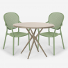 Outdoor set met ronde beige tafel 80x80 cm en 2 design stoelen Valet Prijs