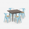 table cuisine 80x80cm + 4 chaises style bois industriel hustle top light Choix
