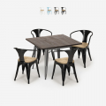 keukentafelset 80x80cm 4 industriële houten stoelen instijl hustle top light Aanbieding