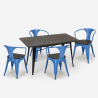 Set met industrieel design tafel 120x60 cm en 4 stoelen Caster Wood Prijs