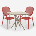 Set 2 stoelen vierkant tafel 70x70cm beige binnen buiten design Lavett Keuze