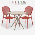 Set 2 stoelen vierkant tafel 70x70cm beige binnen buiten design Lavett Aanbieding