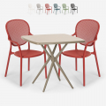 Set met 2 design stoelen en vierkante beige tafel 70x70 cm voor binnen en buiten Lavett Aanbieding