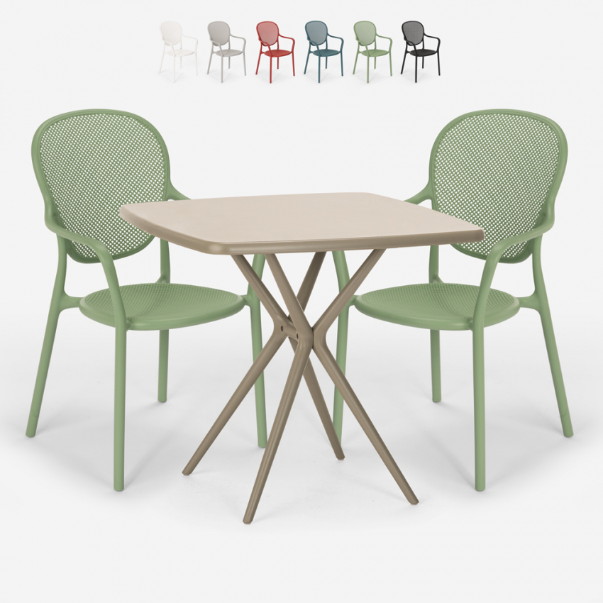 Set met 2 design stoelen en vierkante beige tafel 70x70 cm voor binnen en buiten Lavett Catalogus Set met 2 design stoelen en vierkante beige tafel 70x70 cm voor binnen en buiten Lavett Catalogus