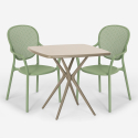 Table Carrée 70x70cm + 2 Chaises Beige Intérieur Extérieur jardin bar restaurant Lavett 