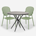 Table Ronde Noire 80cm + 2 Chaises jardin terrasse bar restaurant Valet Dark 