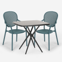 Table Carrée 70x70cm Noire + 2 Chaises jardin terrasse bar restaurant Lavett Dark Modèle