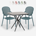 Table Carrée 70x70cm Noire + 2 Chaises jardin terrasse bar restaurant Lavett Dark Promotion