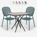 Set met 2 design stoelen en vierkante zwarte tafel 70x70 cm voor binnen en buiten Lavett Dark Aanbieding