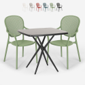Table Carrée 70x70cm Noire + 2 Chaises jardin terrasse bar restaurant Lavett Dark Catalogue