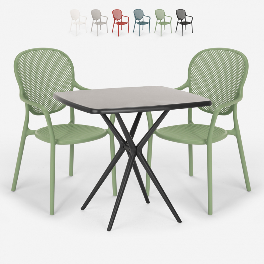 Table Carrée 70x70cm Noire + 2 Chaises jardin terrasse bar restaurant Lavett Dark Catalogue Table Carrée 70x70cm Noire + 2 Chaises jardin terrasse bar restaurant Lavett Dark Catalogue