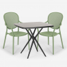 Table Carrée 70x70cm Noire + 2 Chaises jardin terrasse bar restaurant Lavett Dark 