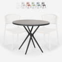 Ensemble 2 Chaises Design Moderne Table Ronde Noire 80cm pour jardin terrasse bar restaurant Gianum Dark Vente