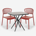 Ensemble 2 Chaises et 1 Table Carrée Noire 70x70cm Design pour Extérieur Jardin bar restaurant terrasse Magus Dark Achat
