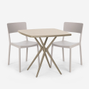 Ensemble 2 Chaises et 1 Table Carrée Beige 70x70cm Polypropylène Design pour jardin terrasse bar restaurant Regas Caractéristiqu